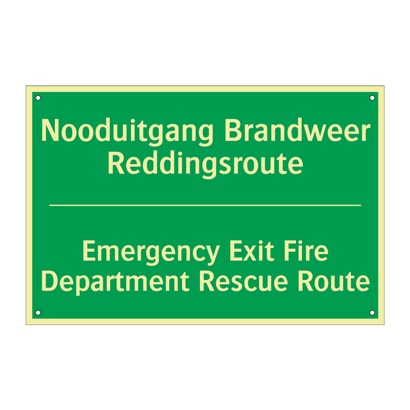 Nooduitgang Brandweer Reddingsroute /.../ - Emergency Exit Fire Department /.../