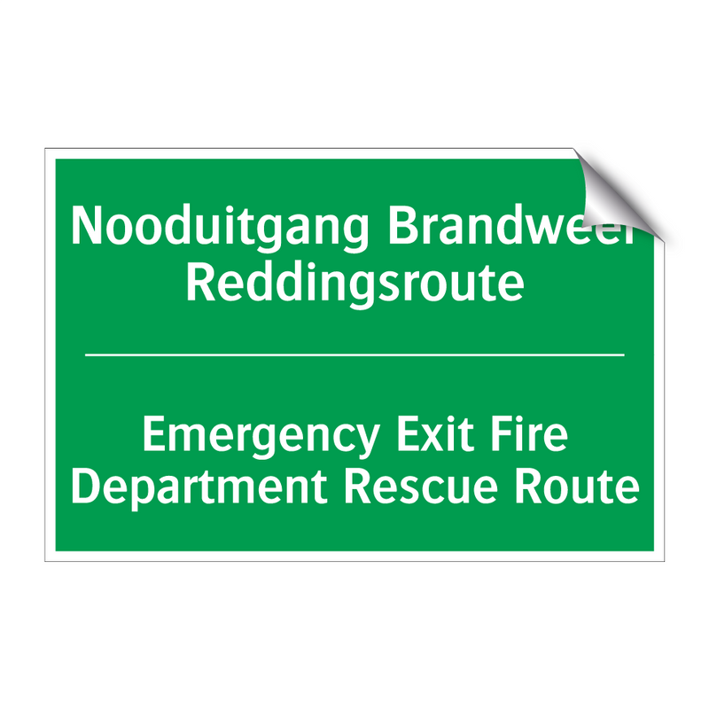 Nooduitgang Brandweer Reddingsroute /.../ - Emergency Exit Fire Department /.../