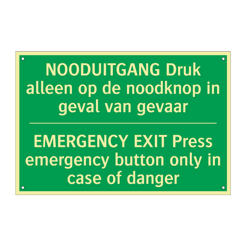 NOODUITGANG Druk alleen op de /.../ - EMERGENCY EXIT Press emergency /.../