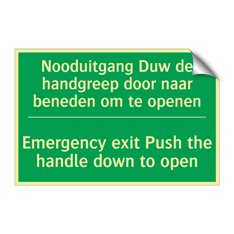 Nooduitgang Duw de handgreep door /.../ - Emergency exit Push the handle /.../