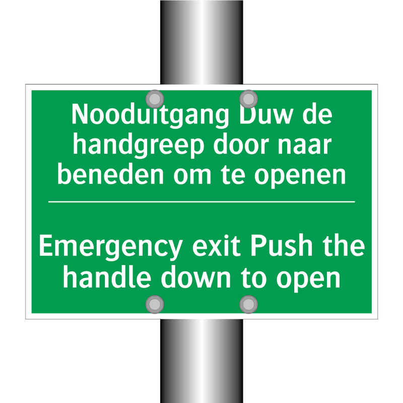 Nooduitgang Duw de handgreep door /.../ - Emergency exit Push the handle /.../