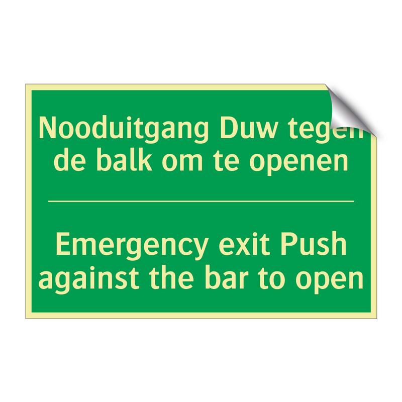 Nooduitgang Duw tegen de balk /.../ - Emergency exit Push against /.../