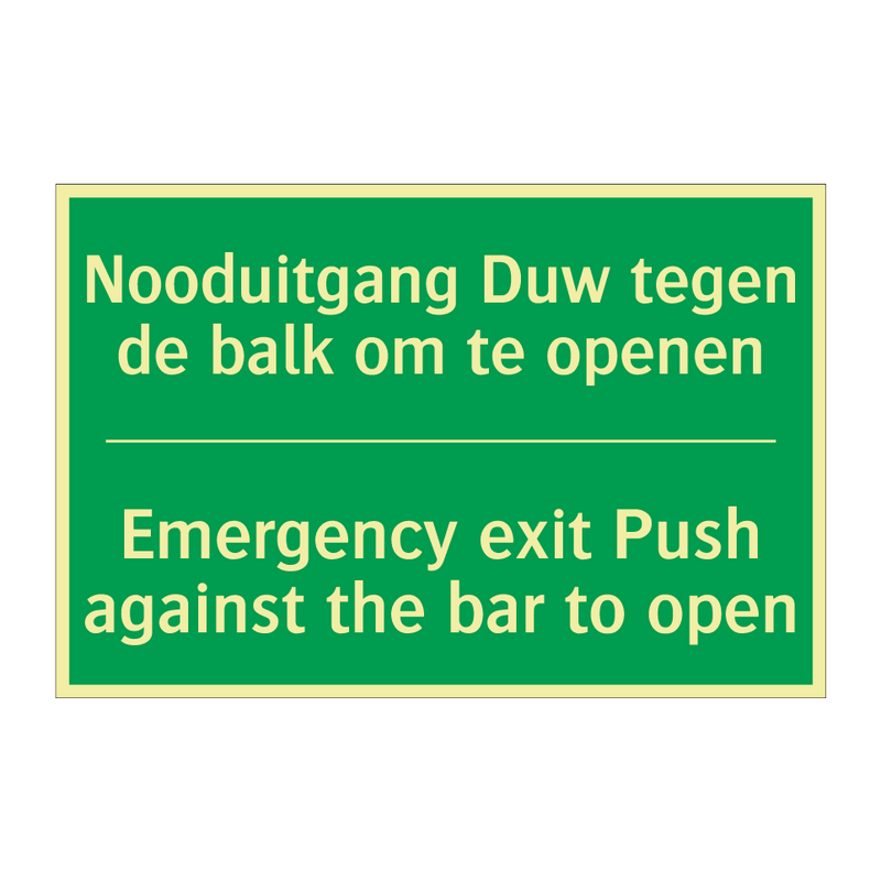 Nooduitgang Duw tegen de balk /.../ - Emergency exit Push against /.../