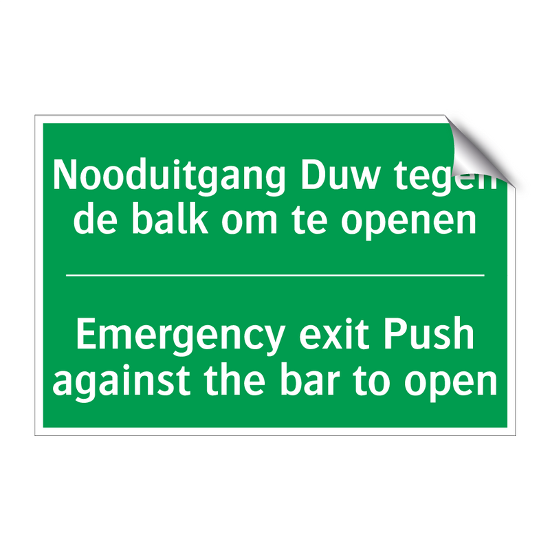 Nooduitgang Duw tegen de balk /.../ - Emergency exit Push against /.../