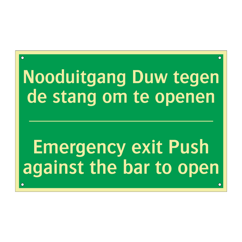 Nooduitgang Duw tegen de stang /.../ - Emergency exit Push against /.../