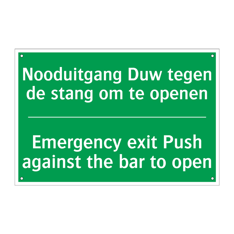 Nooduitgang Duw tegen de stang /.../ - Emergency exit Push against /.../