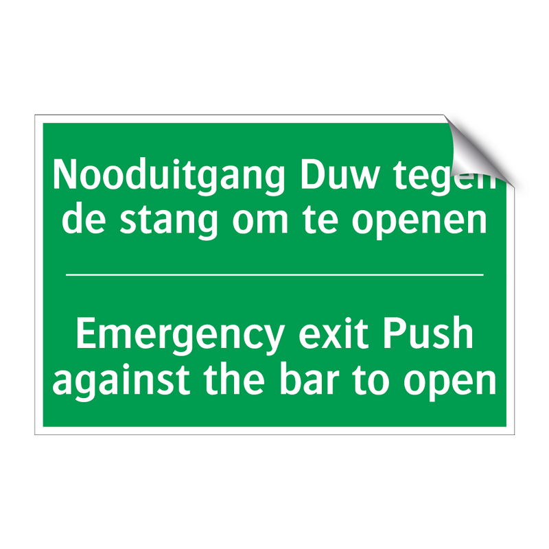 Nooduitgang Duw tegen de stang /.../ - Emergency exit Push against /.../