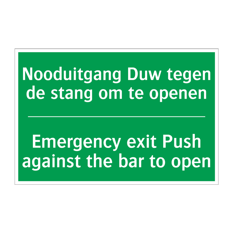 Nooduitgang Duw tegen de stang /.../ - Emergency exit Push against /.../