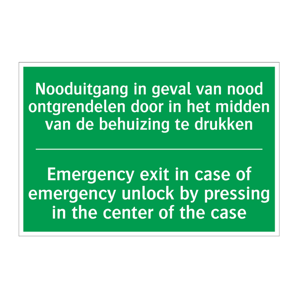 Nooduitgang in geval van nood /.../ - Emergency exit in case of /.../