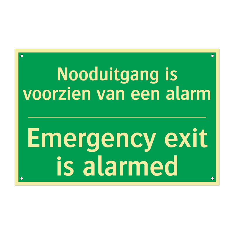 Nooduitgang is voorzien van een /.../ - Emergency exit is alarmed