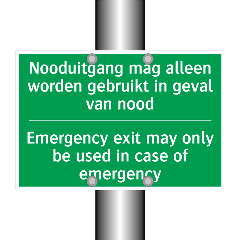 Nooduitgang mag alleen worden /.../ - Emergency exit may only be /.../