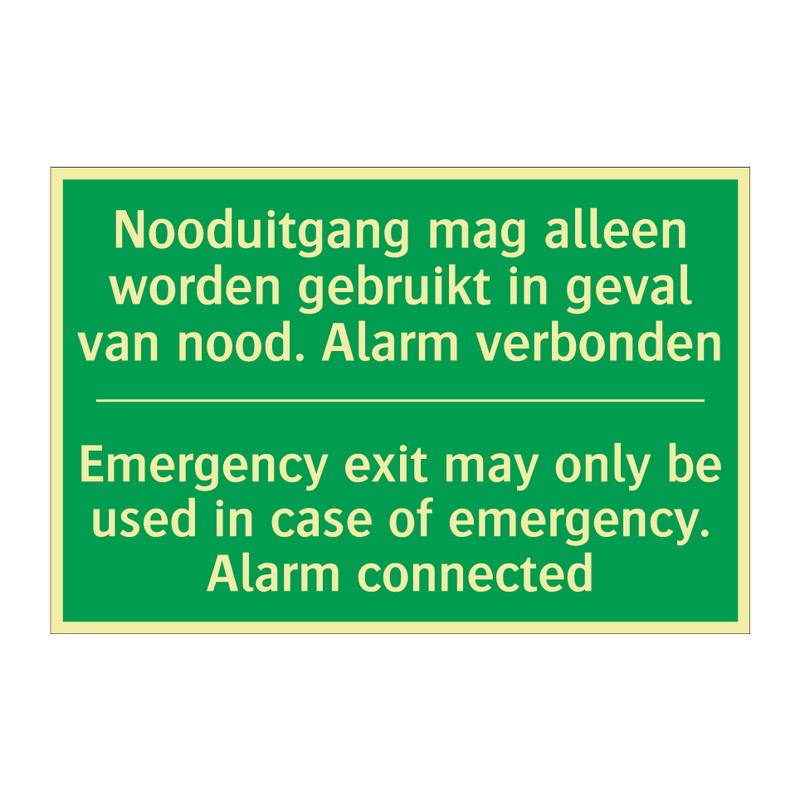 Nooduitgang mag alleen worden /.../ - Emergency exit may only be /.../