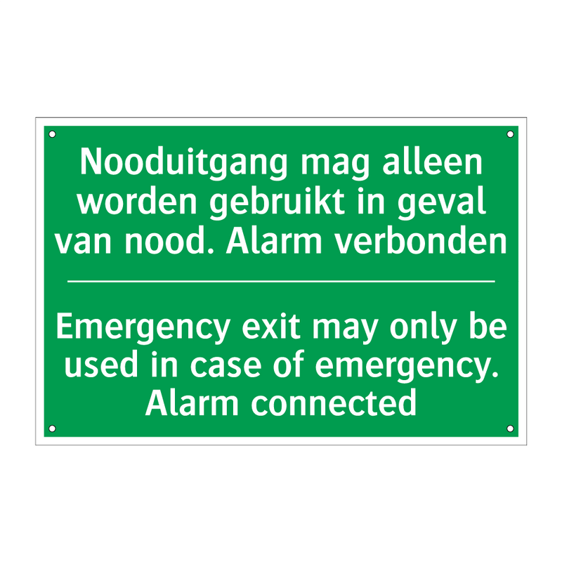 Nooduitgang mag alleen worden /.../ - Emergency exit may only be /.../