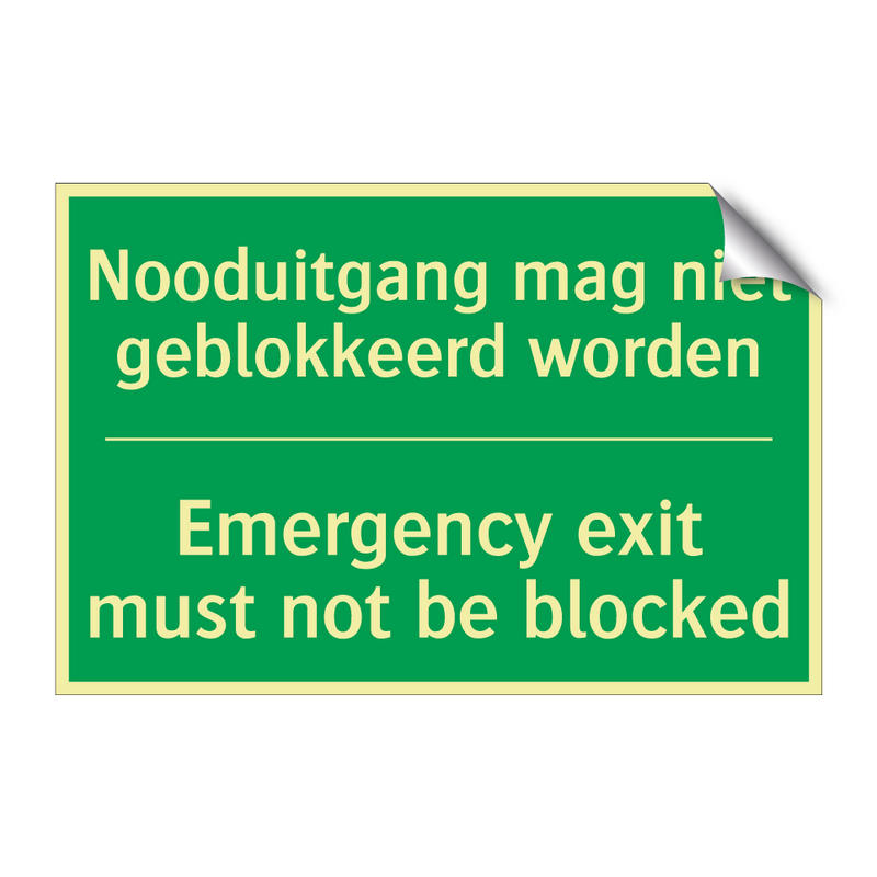 Nooduitgang mag niet geblokkeerd /.../ - Emergency exit must not be /.../