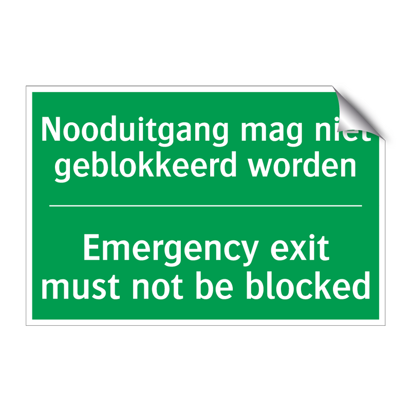 Nooduitgang mag niet geblokkeerd /.../ - Emergency exit must not be /.../