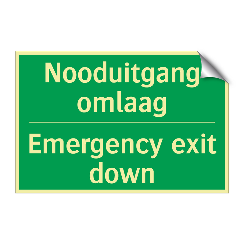 Nooduitgang omlaag - Emergency exit down & Nooduitgang omlaag - Emergency exit down