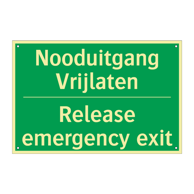 Nooduitgang Vrijlaten - Release emergency exit. & Nooduitgang Vrijlaten - Release emergency exit.