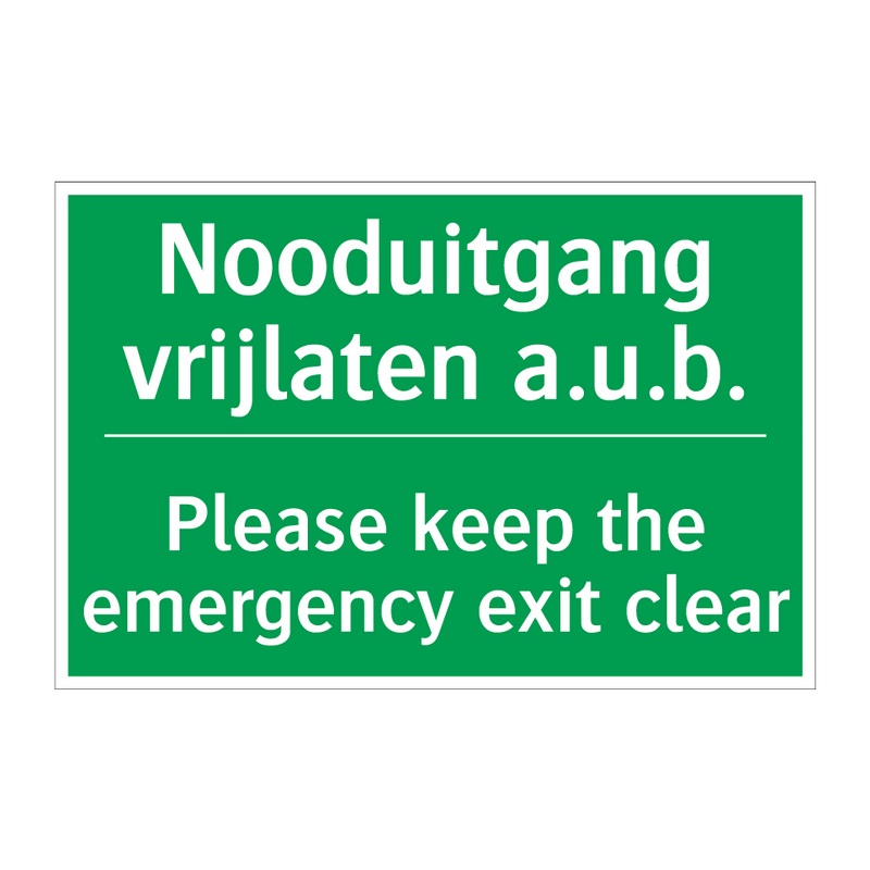 Nooduitgang vrijlaten a.u.b. - Please keep the emergency /.../