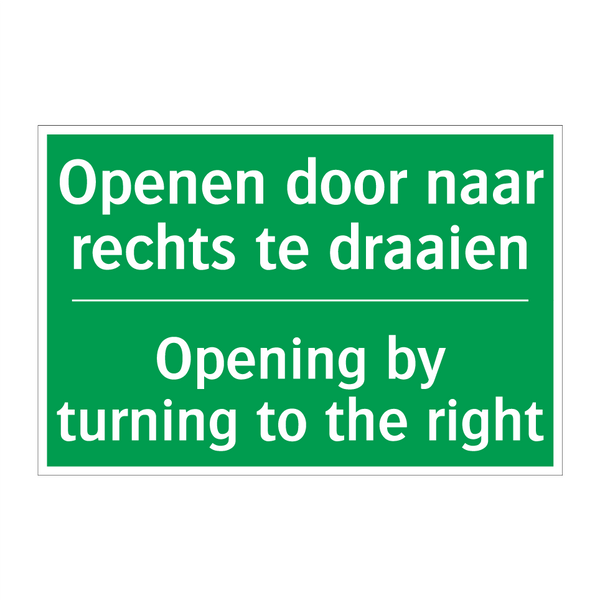 Openen door naar rechts te draaien /.../ - Opening by turning to the /.../