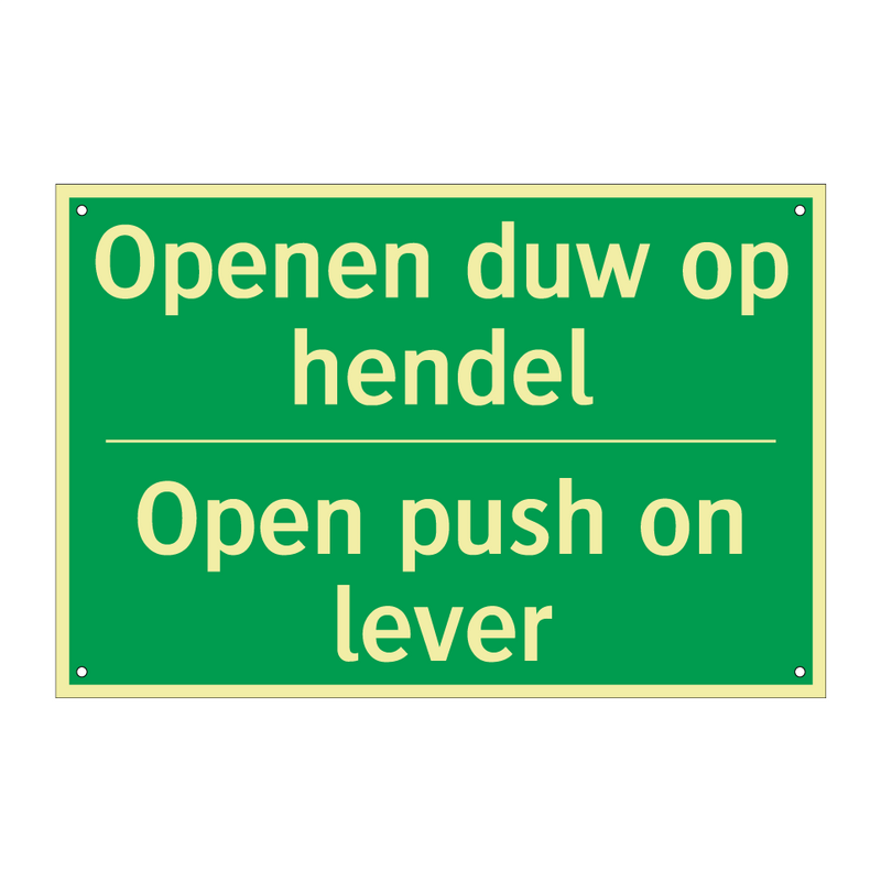 Openen duw op hendel - Open push on lever & Openen duw op hendel - Open push on lever