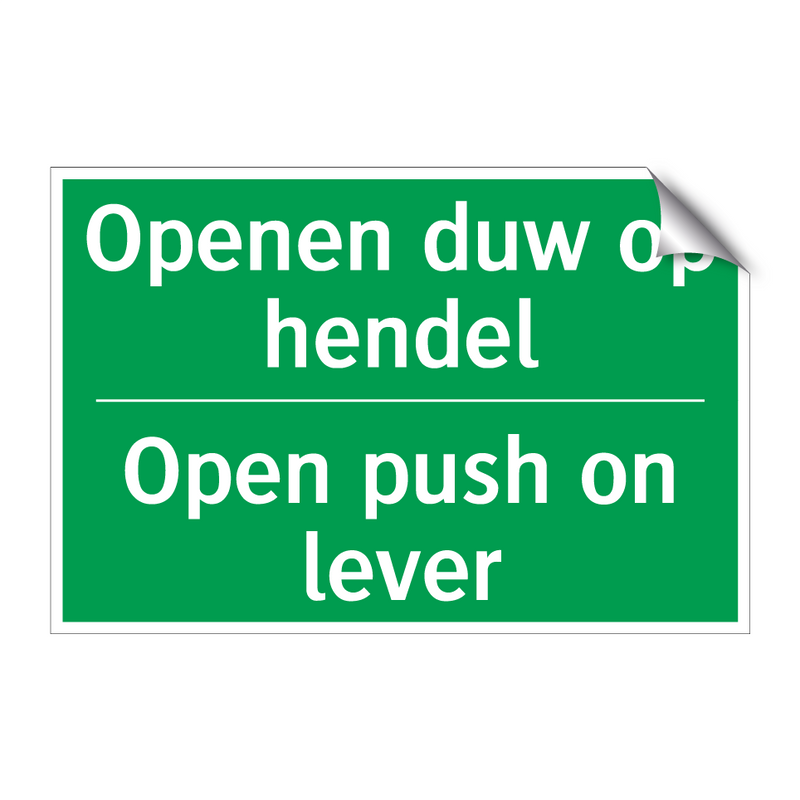 Openen duw op hendel - Open push on lever & Openen duw op hendel - Open push on lever