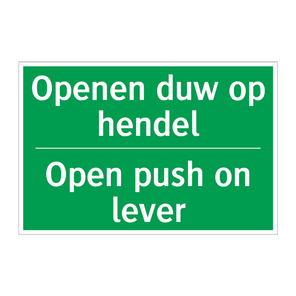 Openen duw op hendel - Open push on lever & Openen duw op hendel - Open push on lever