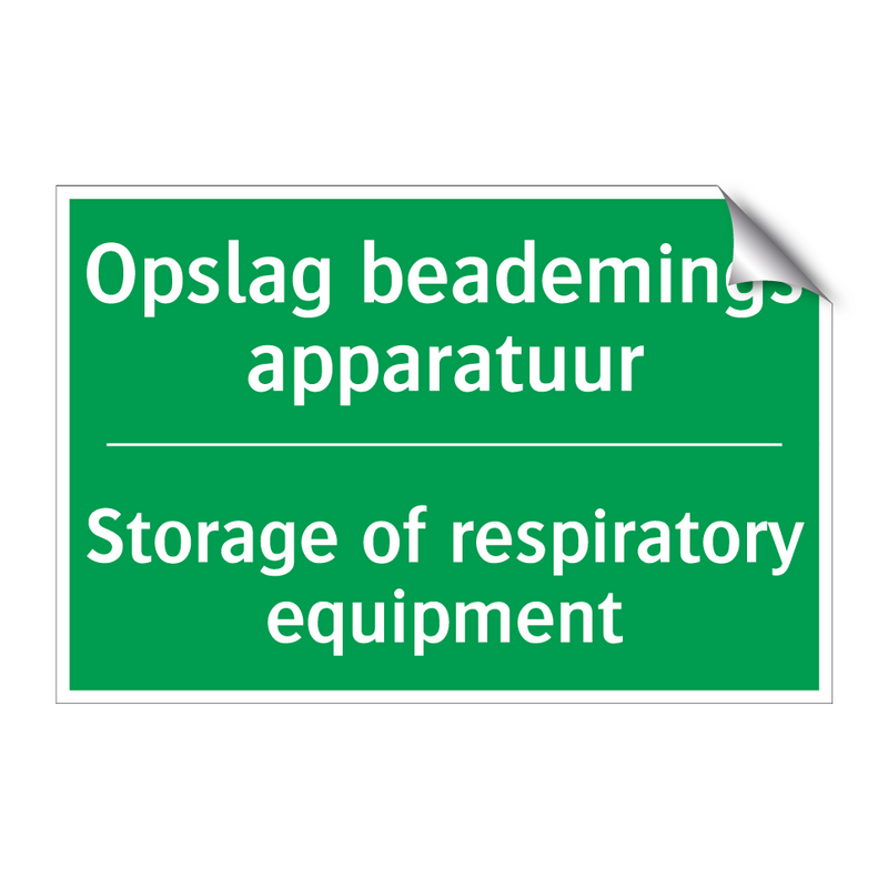 Opslag beademings apparatuur - Storage of respiratory equipment /.../