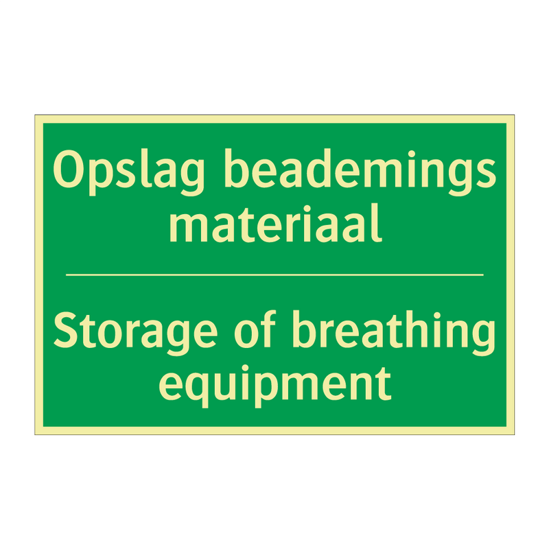 Opslag beademings materiaal - Storage of breathing equipment /.../