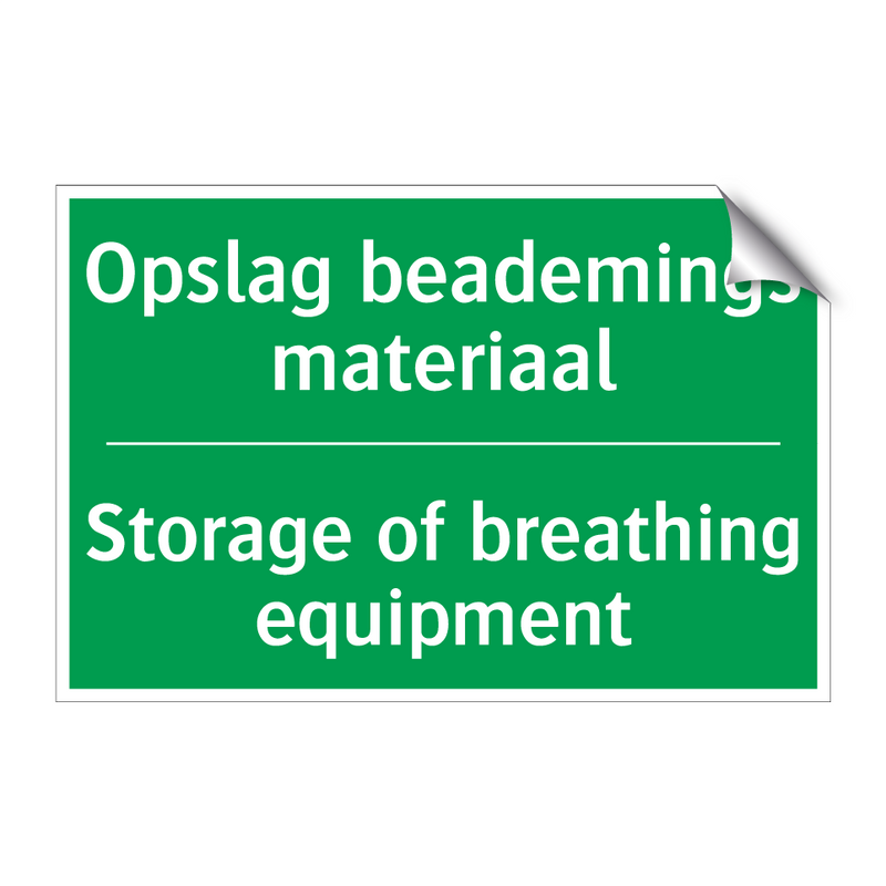 Opslag beademings materiaal - Storage of breathing equipment /.../