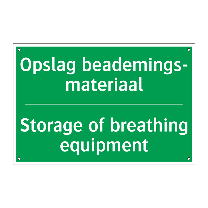 Opslag beademings- materiaal - Storage of breathing equipment /.../