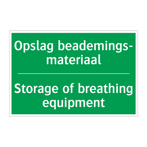 Opslag beademings- materiaal - Storage of breathing equipment /.../