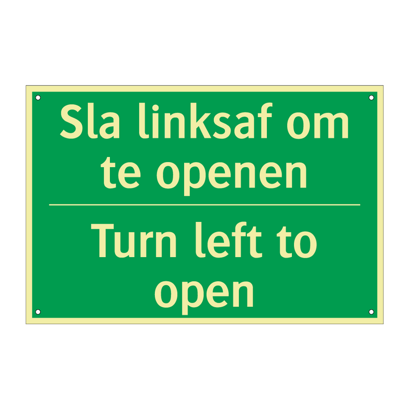 Sla linksaf om te openen - Turn left to open & Sla linksaf om te openen - Turn left to open