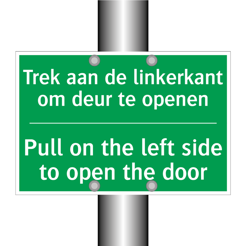 Trek aan de linkerkant om deur /.../ - Pull on the left side to /.../