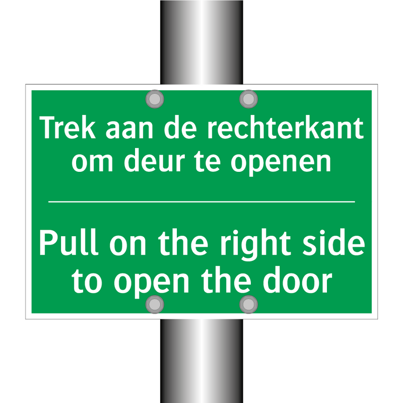 Trek aan de rechterkant om deur /.../ - Pull on the right side to /.../