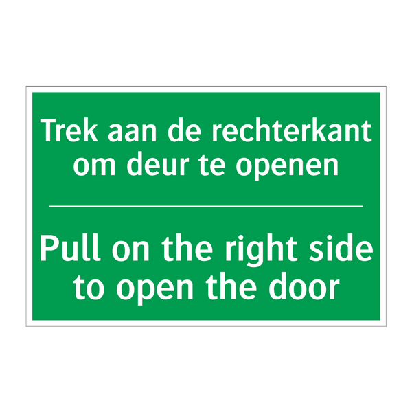 Trek aan de rechterkant om deur /.../ - Pull on the right side to /.../