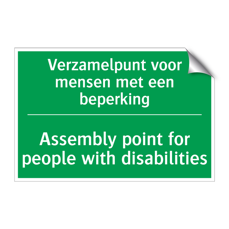 Verzamelpunt voor mensen met een /.../ - Assembly point for people /.../