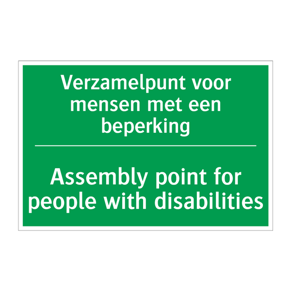 Verzamelpunt voor mensen met een /.../ - Assembly point for people /.../