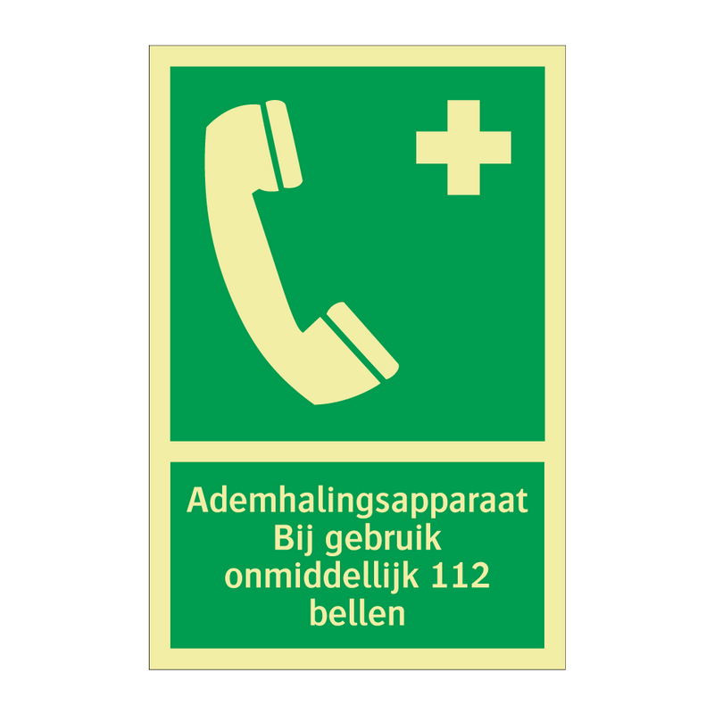 Ademhalingsapparaat Bij gebruik onmiddellijk 112 bellen