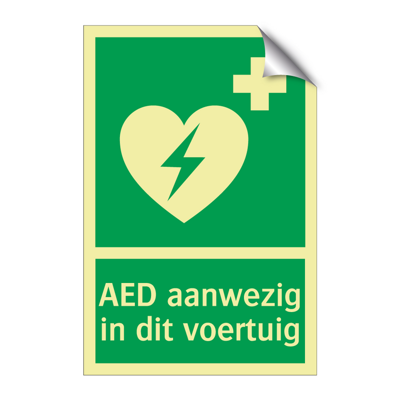 AED aanwezig in dit voertuig & AED aanwezig in dit voertuig & AED aanwezig in dit voertuig