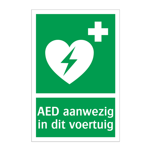 AED aanwezig in dit voertuig & AED aanwezig in dit voertuig & AED aanwezig in dit voertuig