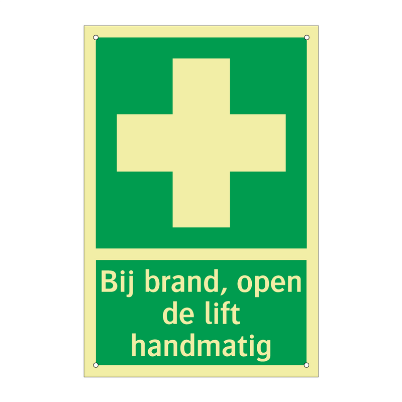 Bij brand, open de lift handmatig & Bij brand, open de lift handmatig