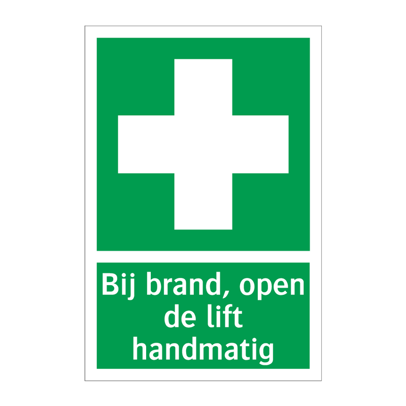 Bij brand, open de lift handmatig & Bij brand, open de lift handmatig