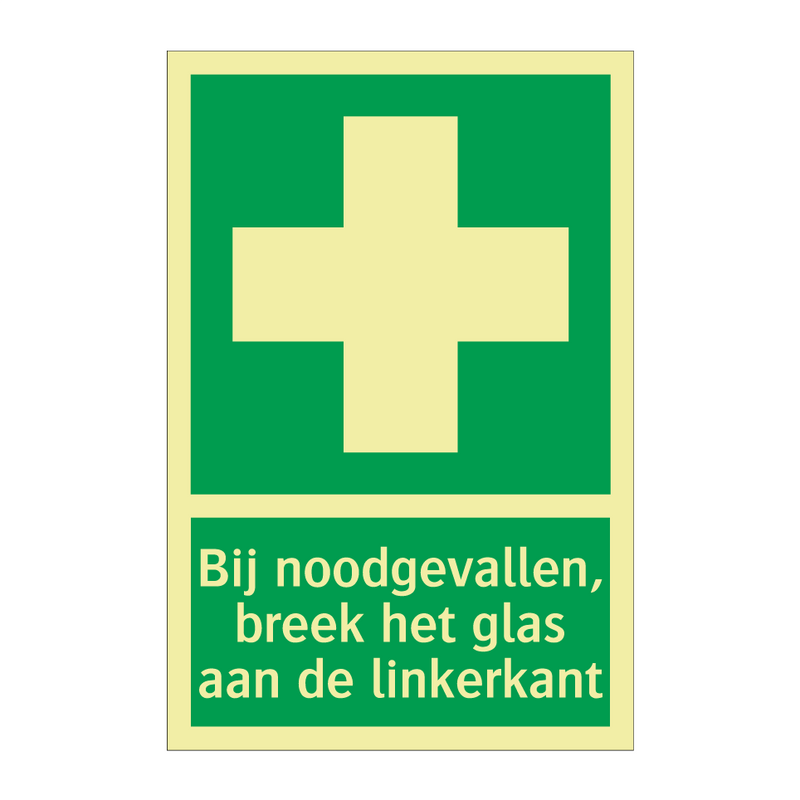 Bij noodgevallen, breek het glas aan de linkerkant