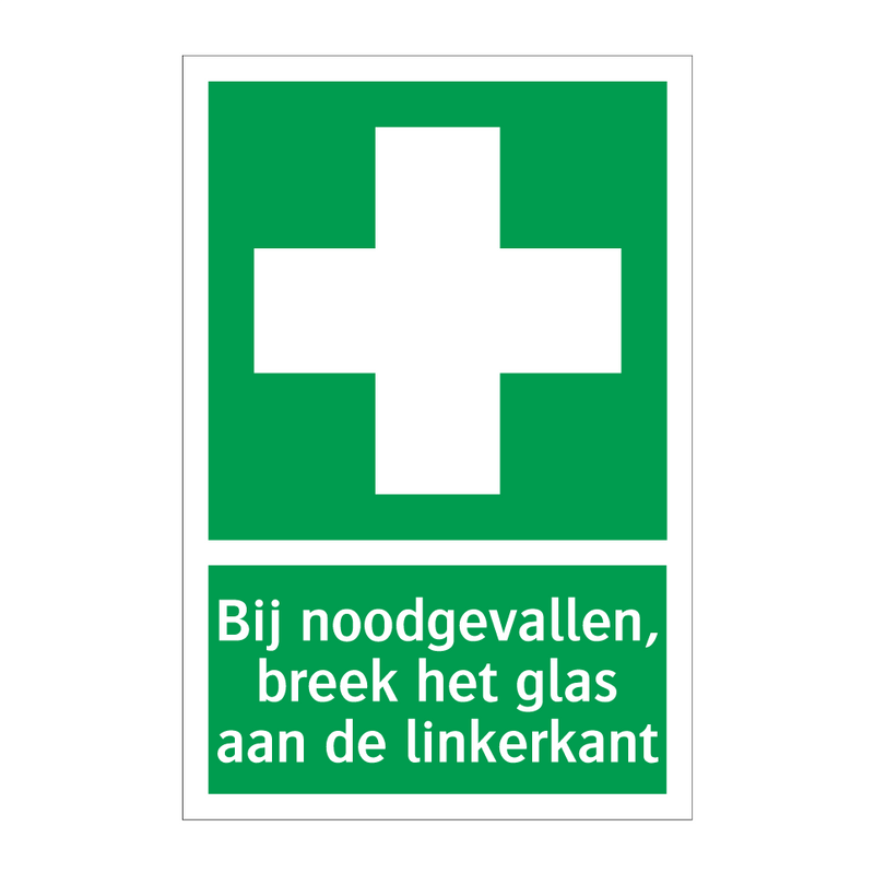 Bij noodgevallen, breek het glas aan de linkerkant