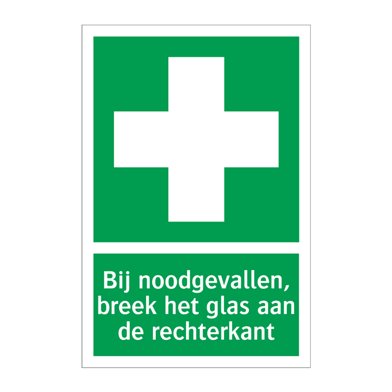 Bij noodgevallen, breek het glas aan de rechterkant