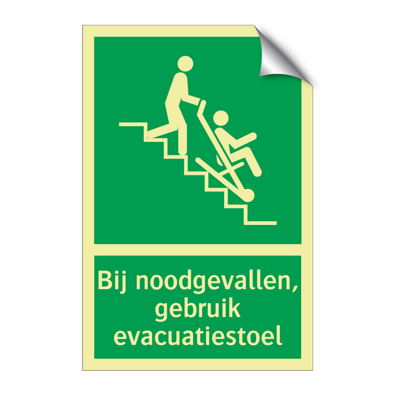 Bij noodgevallen, gebruik evacuatiestoel & Bij noodgevallen, gebruik evacuatiestoel