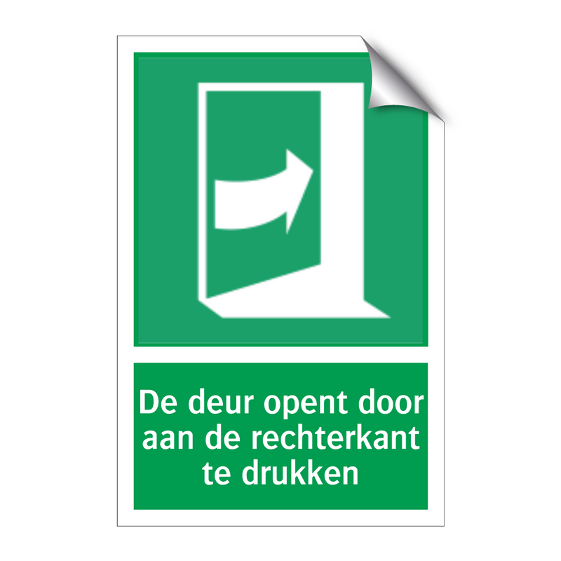 De deur opent door aan de rechterkant te drukken & De deur opent door aan de rechterkant te drukken