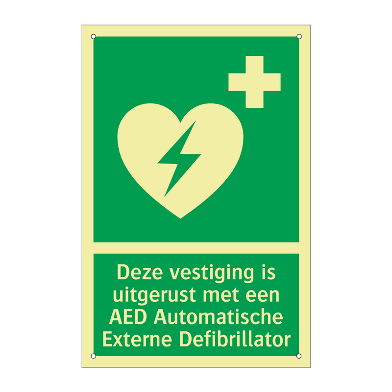 Deze vestiging is uitgerust met een AED Automatische Externe Defibrillator