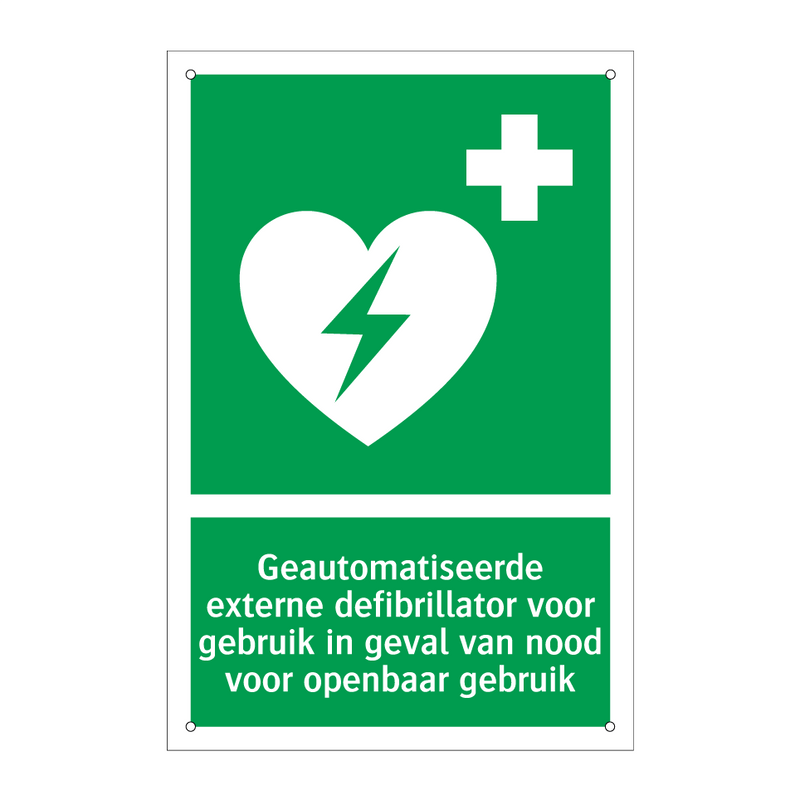 Geautomatiseerde externe defibrillator voor gebruik in geval van nood voor openbaar gebruik