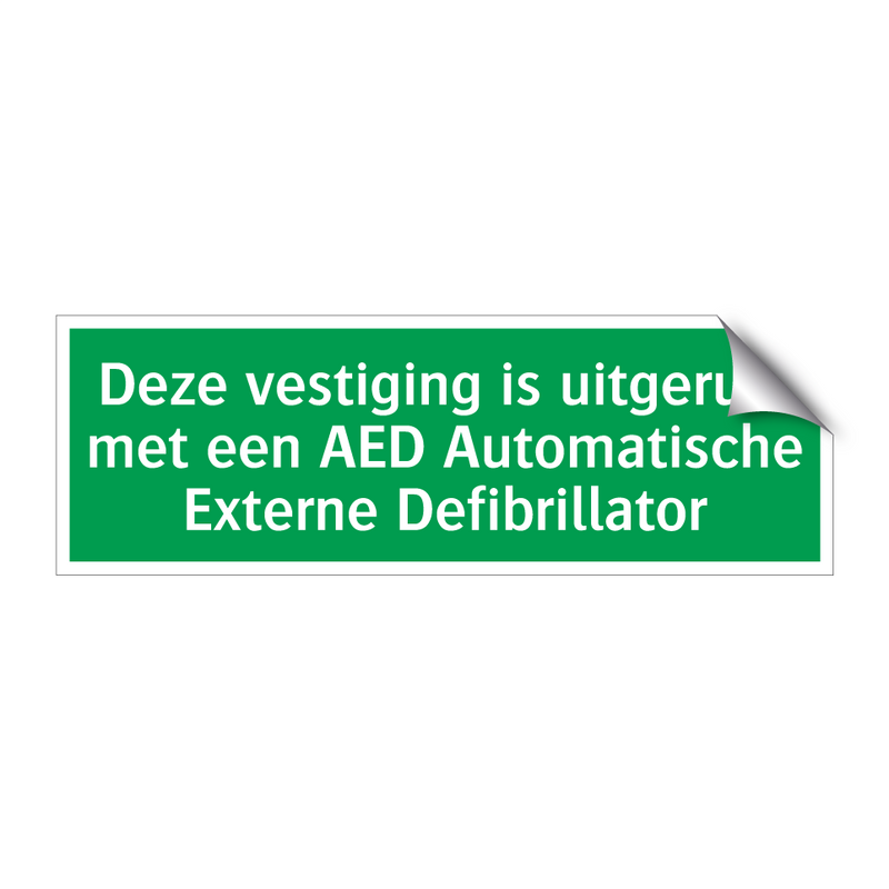 Deze vestiging is uitgerust met een AED Automatische Externe Defibrillator